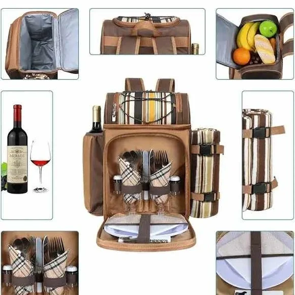 Elegant Picnic Set with Brown and Tan Accents - Picture 3 of 4